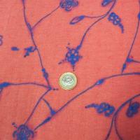 Voile organza superpose coton saumon motif bleu lumineux 3 