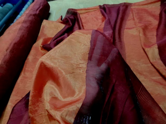 Voile organza taffetas orange bordeaux 1