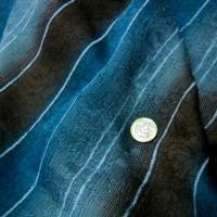 Voile rayures en camaieu de bleus et marrons faconne 1