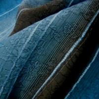 Voile rayures en camaieu de bleus et marrons faconne 2