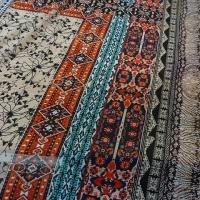 Voile viscose motifs hindous ambre bleu 3 