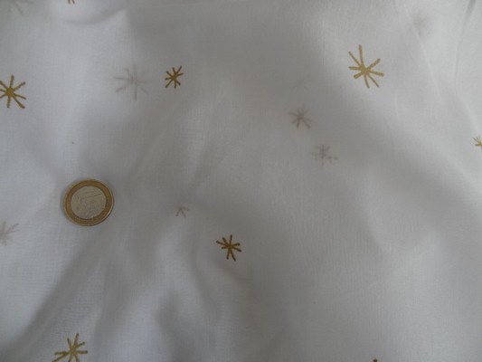 Voile coton blanc étoilé 02