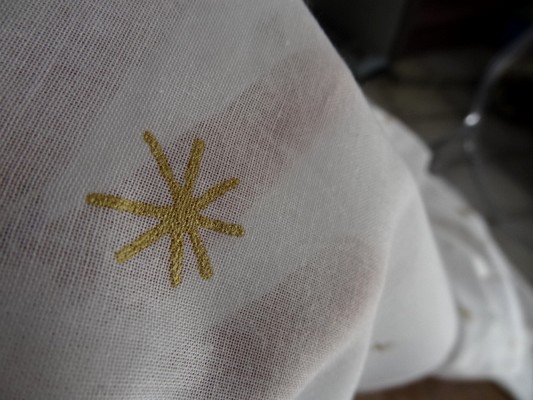 Voile coton blanc étoilé 03